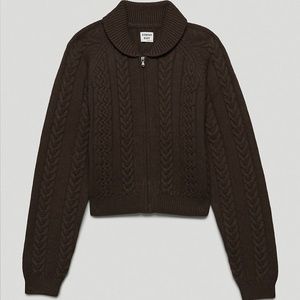 Sunday Best Gigi Zip-Up Sweater XXS Brown Aritzia